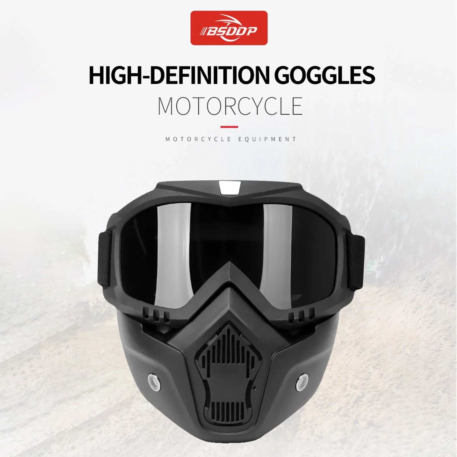 Mortorcycle Face Mask High-definition Goggles with Mouth Filter for Open Face Helmet Motocross Eye Face Protector