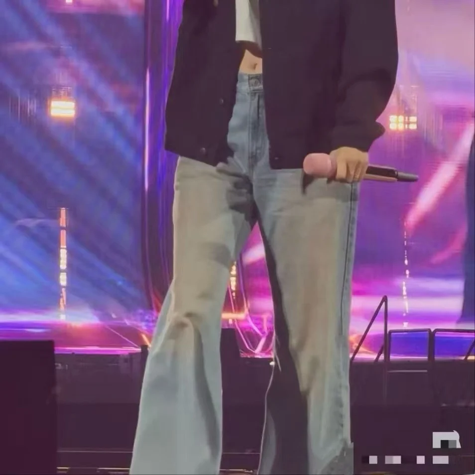 

Винтажные прямые джинсы свободного кроя с высокой талией, драпированные, стройнящие, в пол, женские повседневные из хлопкового стрейч-денима