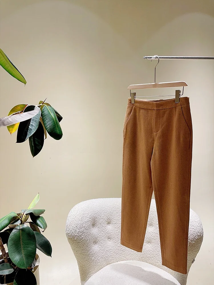 

Annmon Silk Wool Blend Classic ing Pants Handmade Casual Trousers for Women Comfortable Stretchy Wide Leg Pants
