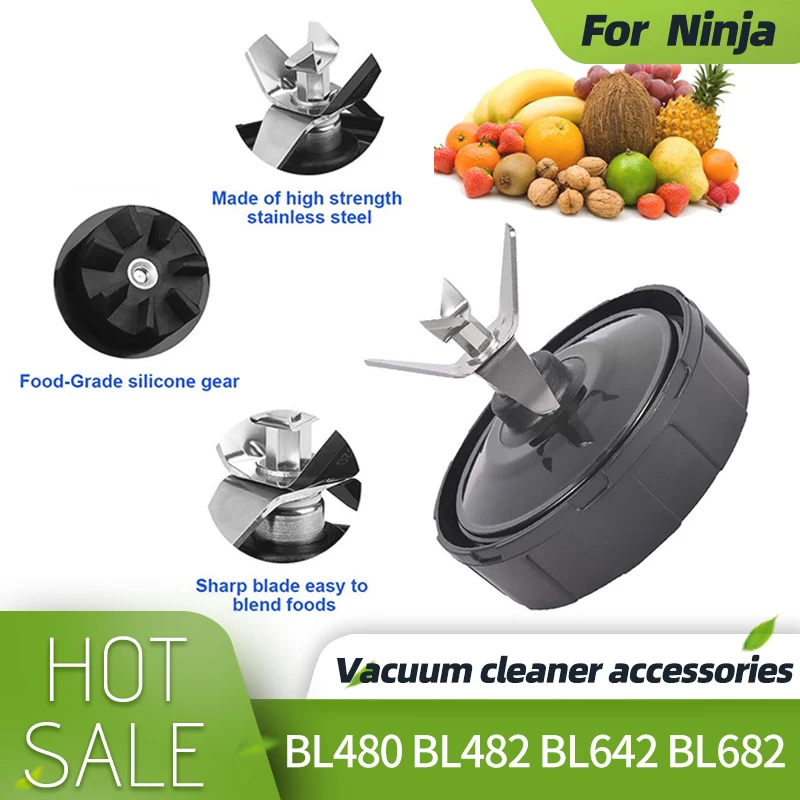 7 Fins Extractor Blade Assembly with Rubber Gasket Compatible with Nurti Ninja Blenders Auto iQ BL480 BL482 BL642 BL682 NN102