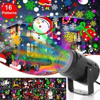 16 Patterns LED Snowflake Projector Lights Christmas Projection Waterproof Outdoor Lamp Snow Spotlight for Holiday Party