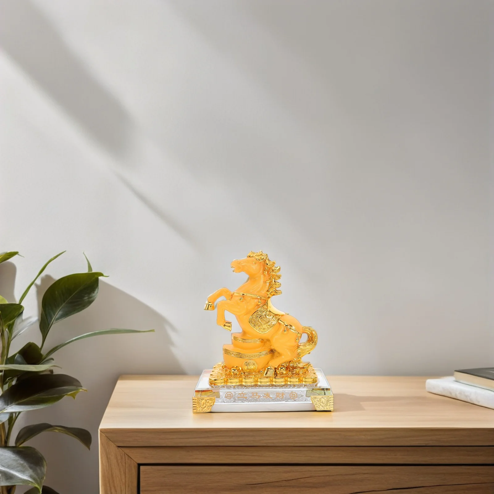 

Resin Horse Statue Gold Finish Standing Horse for Home Office Desk Decor Wealth Prosperity Symbol 2026 Chinese New Year Zodiac