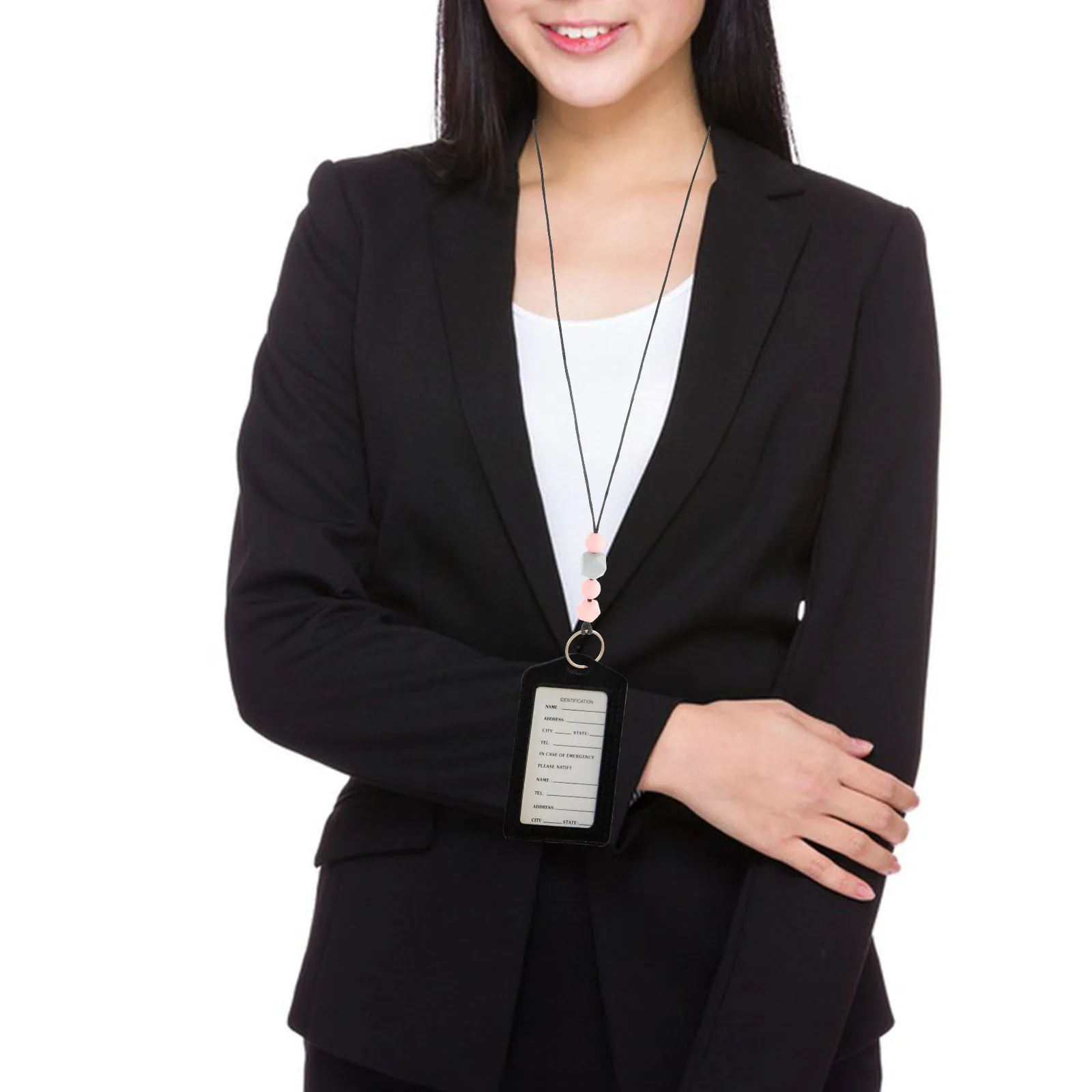 

Anti-Loss Beads Key Lanyard Wooden Material Decorative Id Card Strap with Smooth Surface Wear-Resistant Lanyards for Id Badges