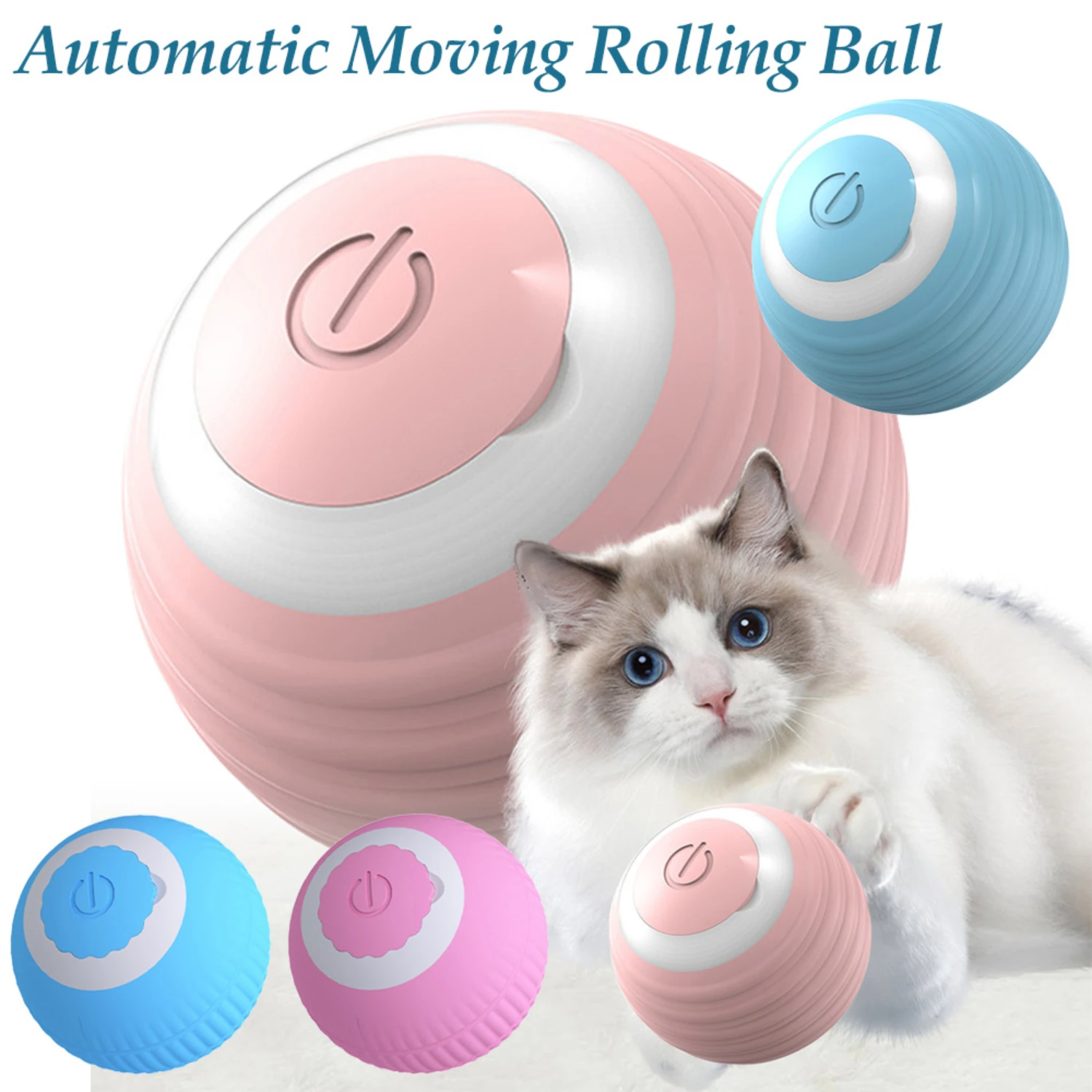 New Premium Stylish Interactive and Entertaining Smart Automatic Rolling Cat Ball Toys for Cats Training - Self Moving Kitten Ex