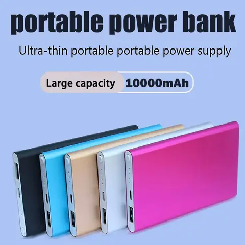 Power Bank 10000mAh Portable Charger PowerBank Ultra-thin Fast Charger External Backup Battery for IPhone Xiaomi Mobile Phone