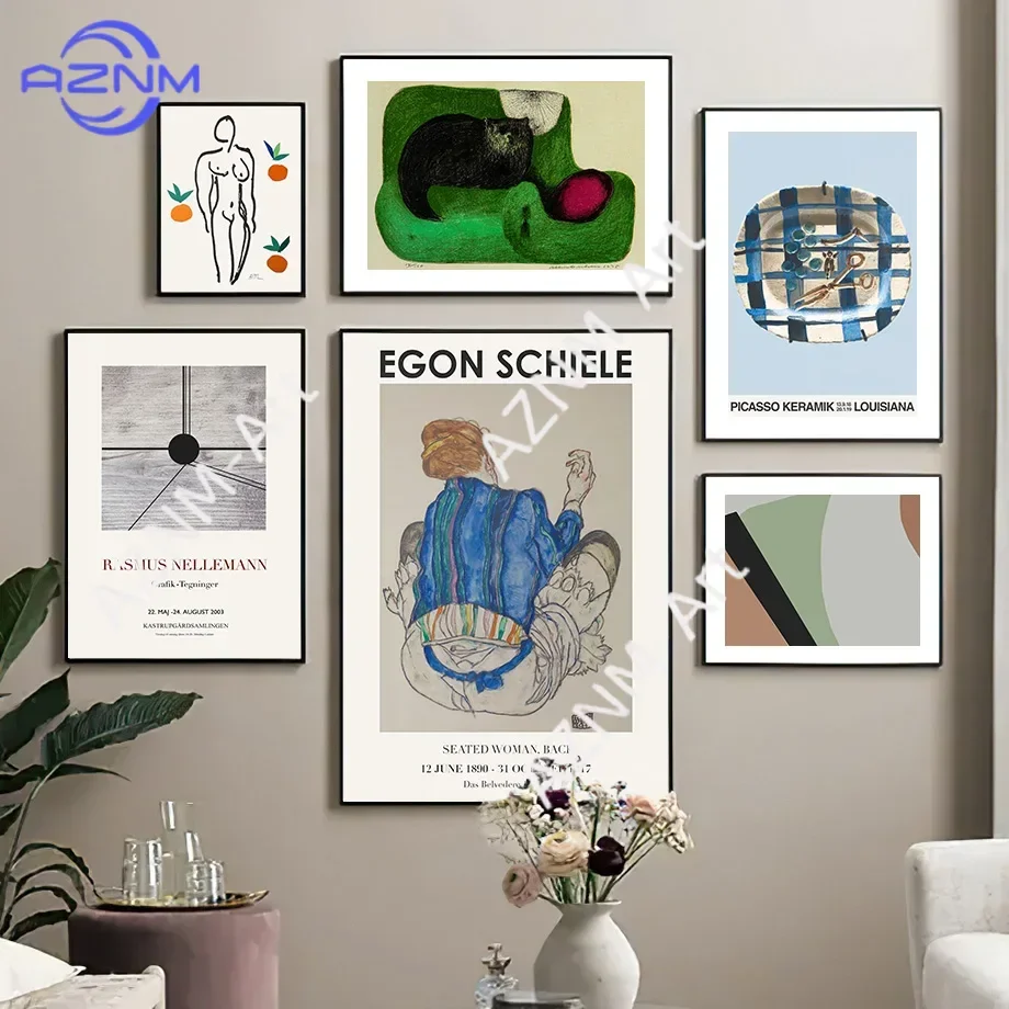 Picasso Matisse Egon Schiele Nude Fish Vintage Posters And Prints Wall Art Canvas Painting For Living Room Decorative Pictures