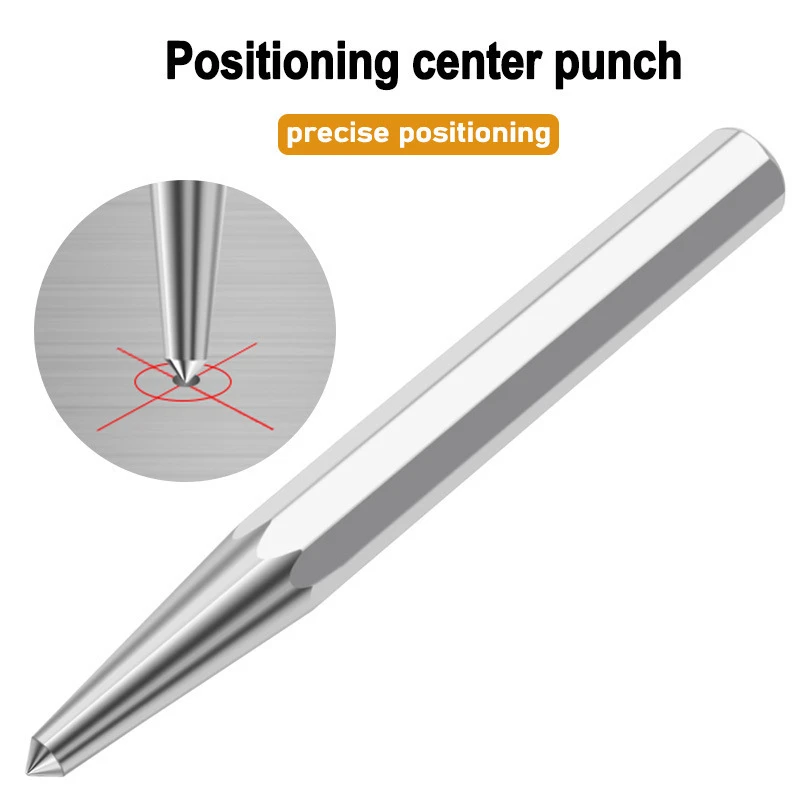 Metal Center Punch, Manual Positioning Center Punch Tool for Marking Locating Dots Before Drilling on Metal Wood
