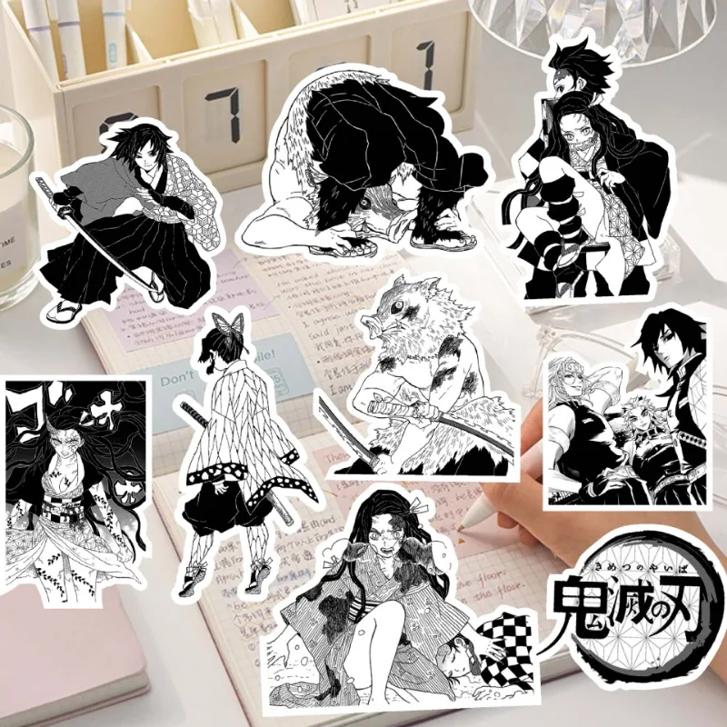 Demônio Slayer Comic Adesivo, Adesivo preto e branco, Kamado Tanjirou, Nezuko Kamado, Water Cup, Notebook, Decorativo, Bagagem, 65Pcs