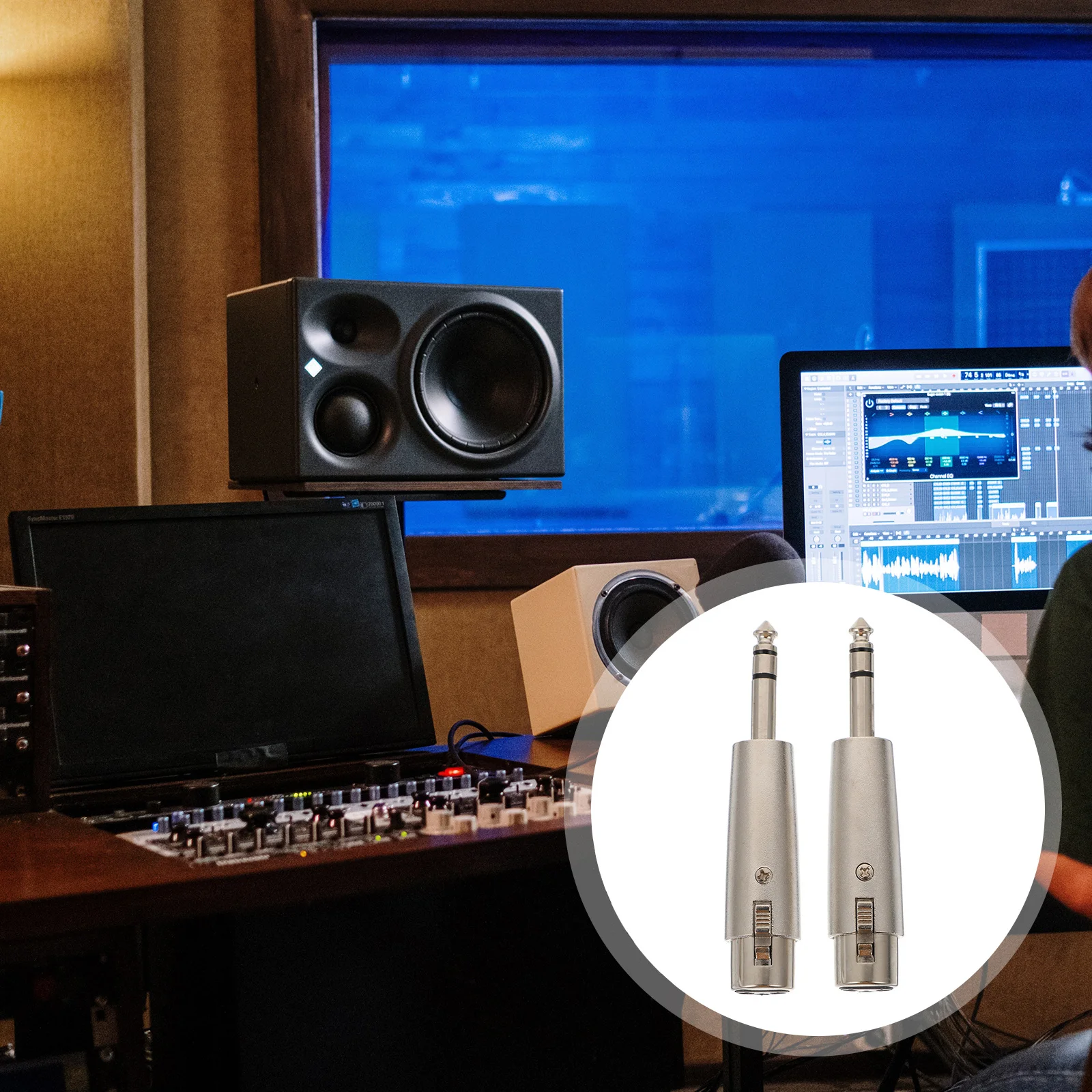 

2Pcs Xlr 3-Pin Female to 6.35mm Stereo Male Audio Adapter Durable Zinc Alloy Shell Shielding Noise for Recording Studio