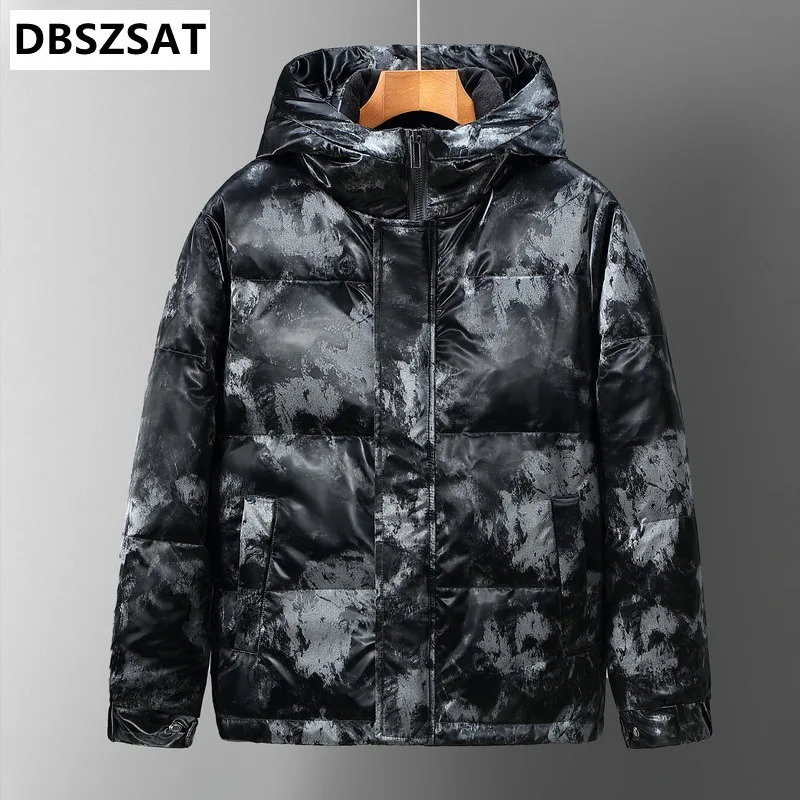 Piumino d\'anatra bianco invernale da uomo Camouflage Casual con cappuccio giacche a vento piumino da uomo spesso caldo impermeabile capispalla coppia