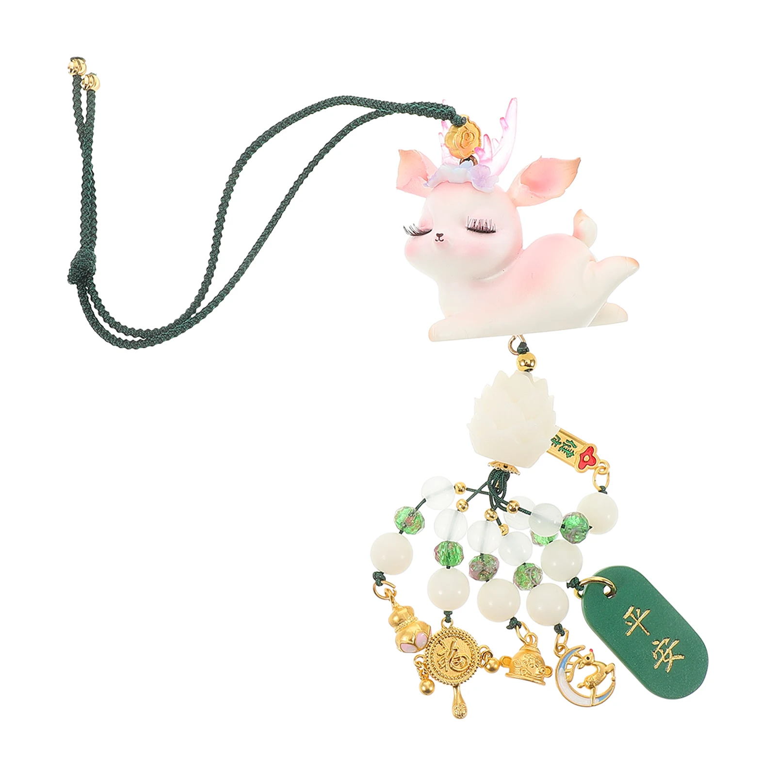

Elegant Deer Pendant Rearview Mirror Hanging Accessory Interior Decor Charm Automotive Resin Ornament Lucky Symbol For Women
