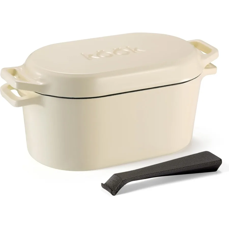 

Dutch Oven for Bread Baking Sourdough Loaf Pan with Lid Dual Handles Enameled Cast Iron includes Lid Lever Dishwasher Safe 3.4