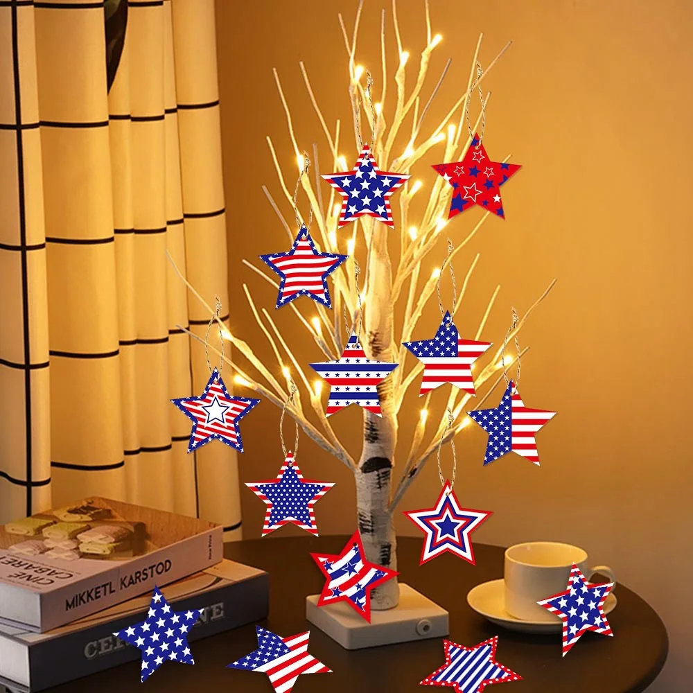 American Flag Star Hanging Ornaments DIY Party Decor for Independence Day Celebration