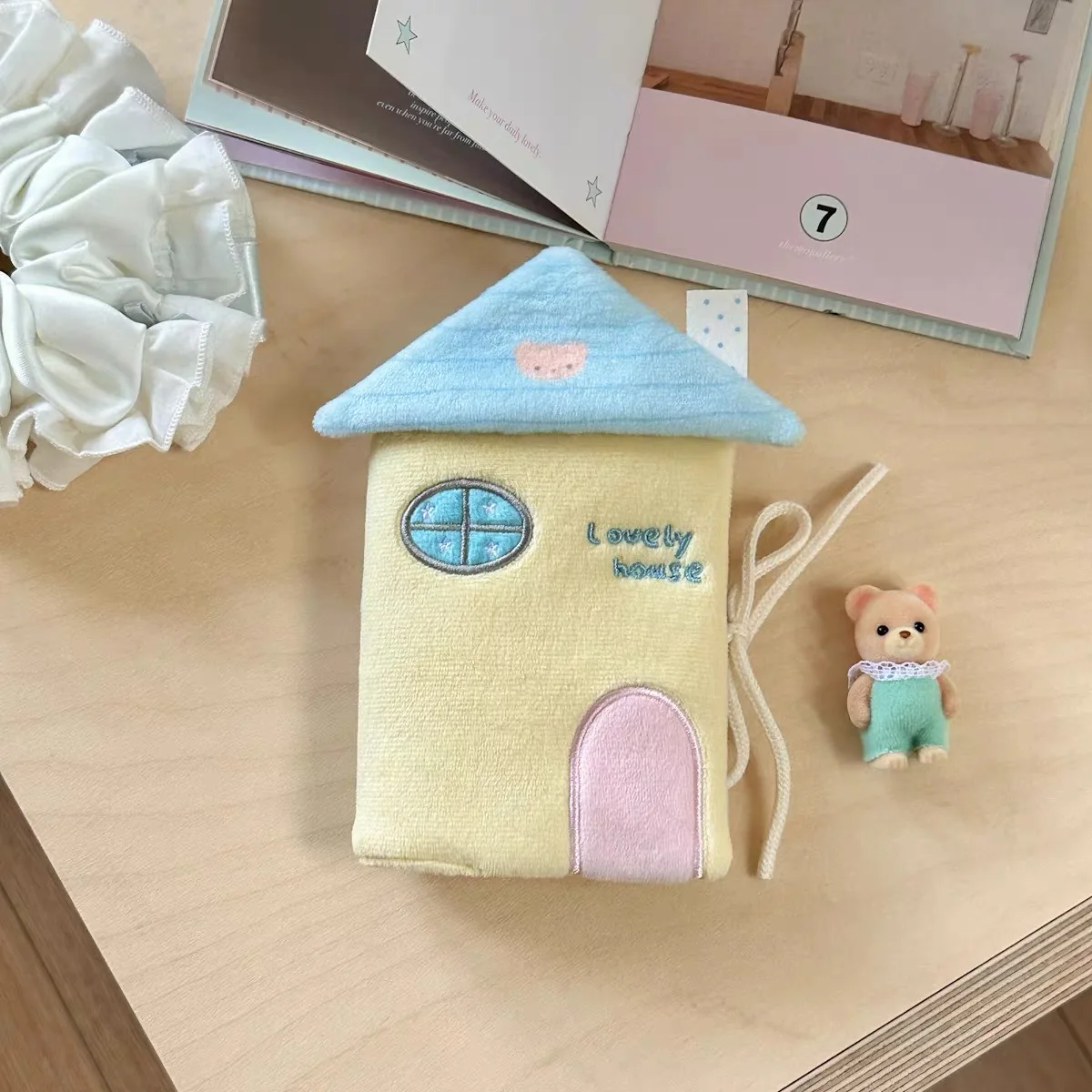 Kawaii Original sweet hut Soft plush Kpop Photocard card book Notebook storage 1Grid Collect Book Idol Photo Card stationery