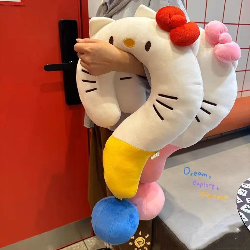 

Sanrio Cartoon Cute Hello Kitty Question Mark U-Shaped Pillow Casual Pillow Plush Toy Sofa Cushion Ornament Nap Pillow Girl Gift