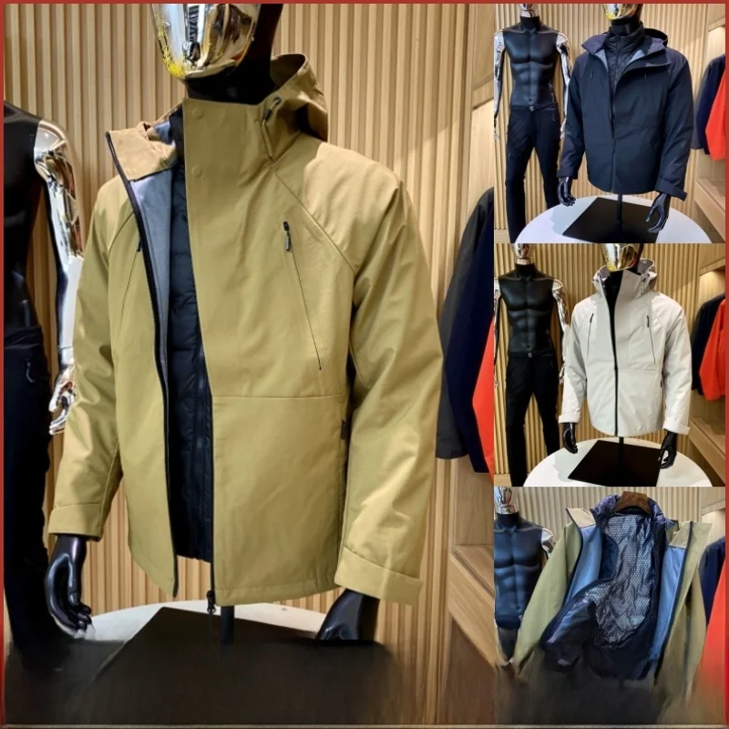 

Detachable Two-in-One down Jaet Men's Outdoor Winter Windproof Waterproof Fce Lined Zip-off Hooded Thiened Youth Sle