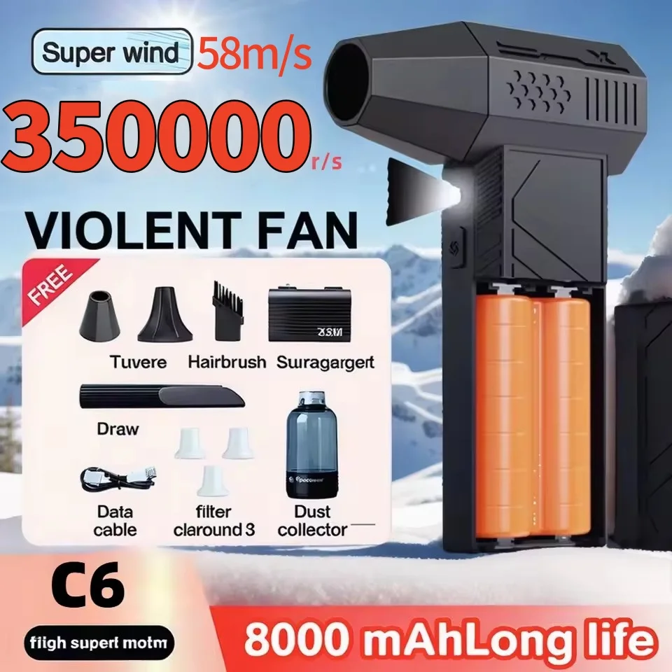 Violento Turbo Fan Motore Brushless 35000RPM con Luce LED 8000mAh Con Display di Ricarica Batteria Staccabile Ventilatore di Ricambio