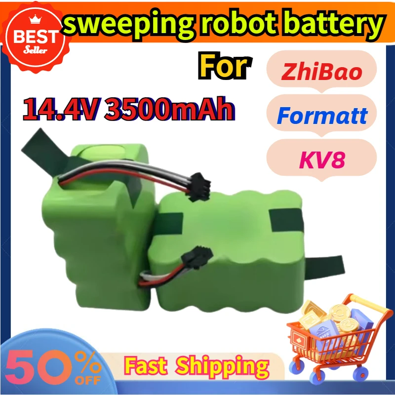 

14.4V 3500mAh Replacement Ni-MH Battery for Zhibao XR210C Formatt SC Floor Sweeper Battery Pack KV8 BGY Sweeping Robot Battery