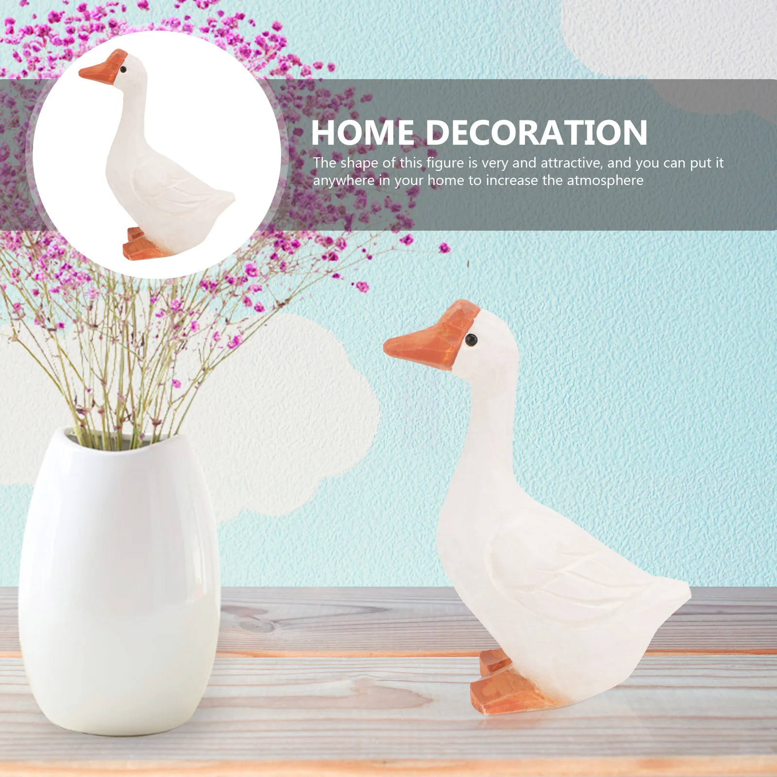 

1Pcs Lifelike Large White Wooden Goose Carving Handmade Natural Wood Desktop Decoration for Landscape Adornment Art