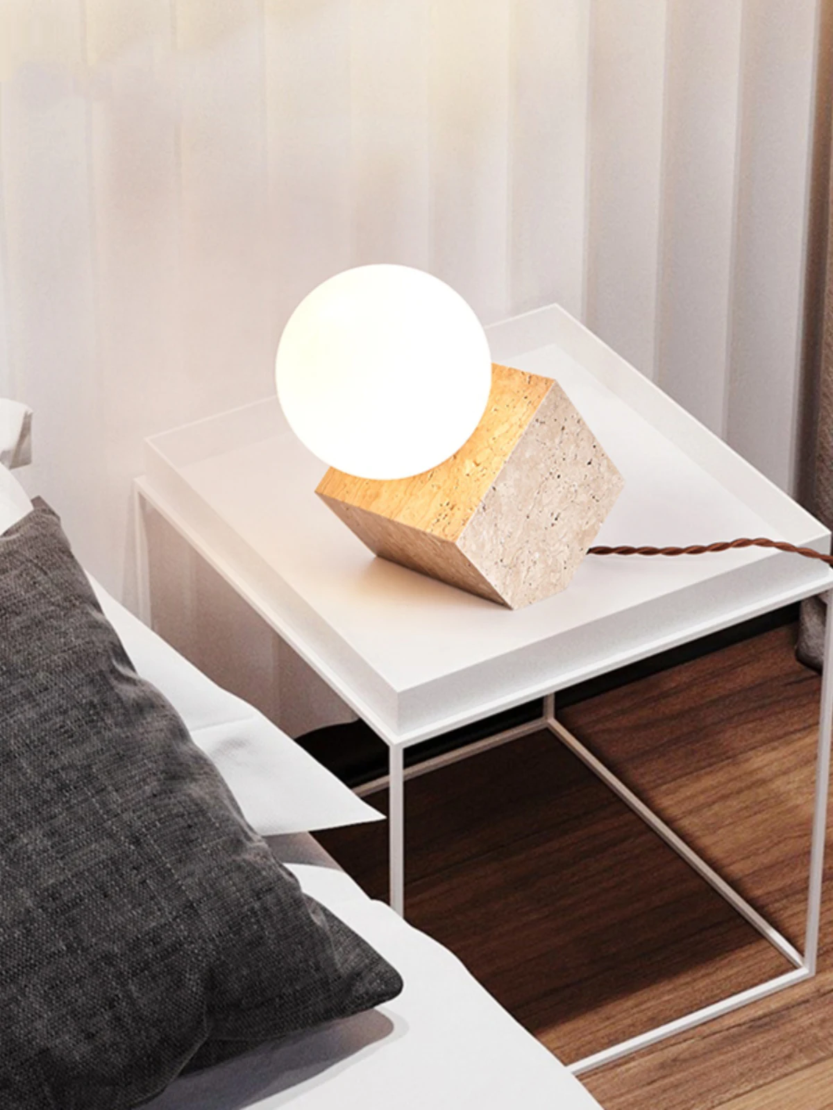 Modern Travertine Floor Lamp Natural Yellow Cave Stone Table Lamp Indoor Decoration Lighting Bedside Living Room Bedroom Study