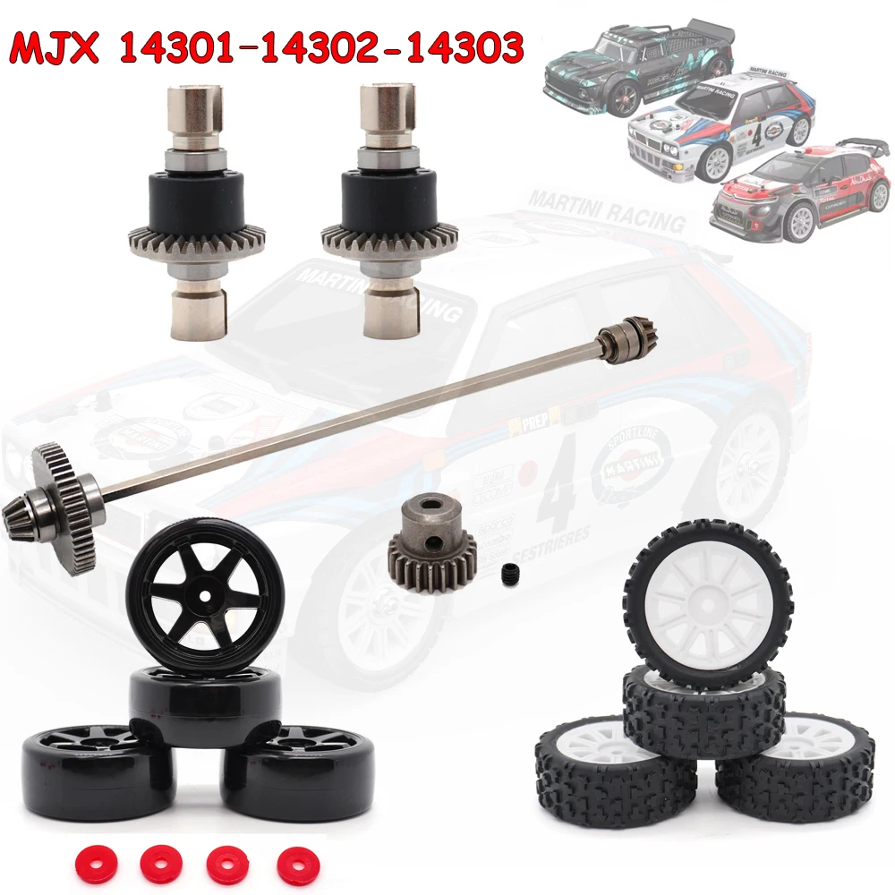 Original MJX Hyper Go Wheels Tires/Tyres Differential Gear Drive Shaft Kit for 14301 14302 14303 1/14 High Speed RC Cars Trucks