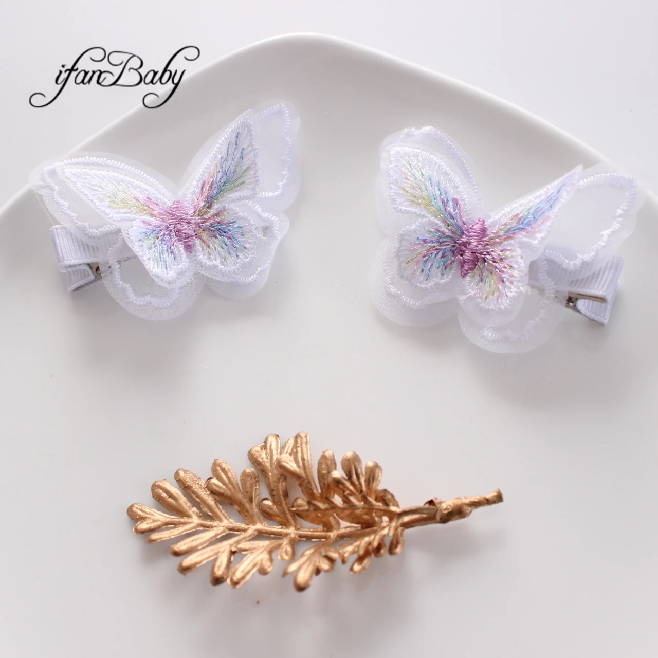 Fashion Kids Girl Flower Hair Clip Embroidered Water-soluble Lace Butterfly Hairgrip