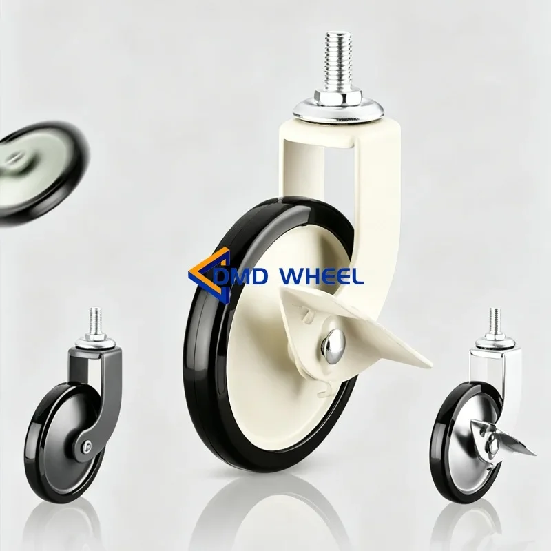 4 Pcs Caster Light Internet Celebrity Coffee Table Rack Medieval Cart Universal Wheel Roller Nylon Pulley 3 Inch M8 * 15 Screw