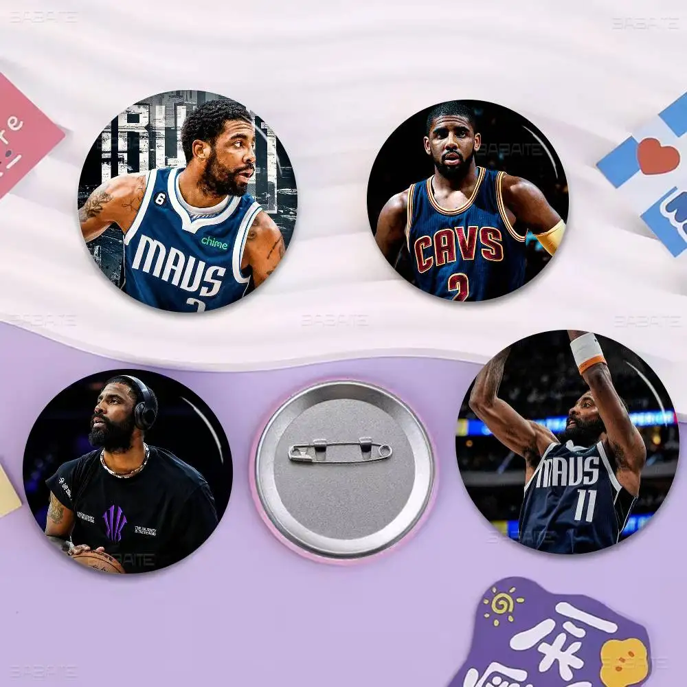 Pins Creativos con Caras Divertidas del Jugador de Baloncesto K-Kyrie I-Irving, Broche Redondo a Presión, Insignia para Mochila, Sombrero, Accesorios, Joyería, Regalos