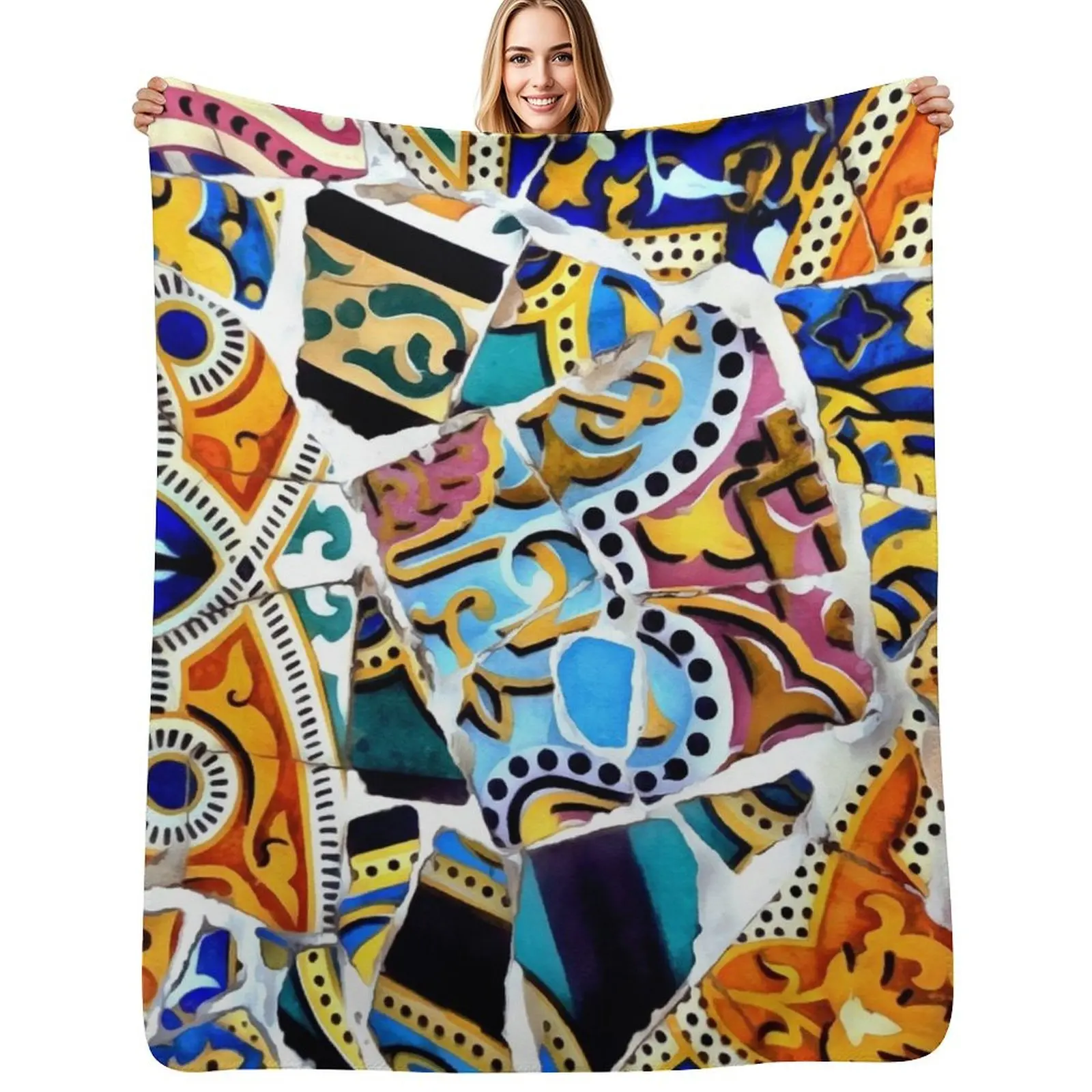 

Gaudi Barselona mosaic Throw Blanket Warm Throw Blanket Gift for Anniversary