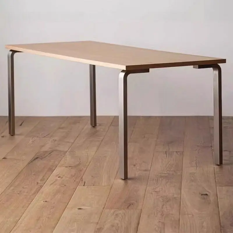 Desk long table computer table pure solid wood dining table writing desk stainless steel