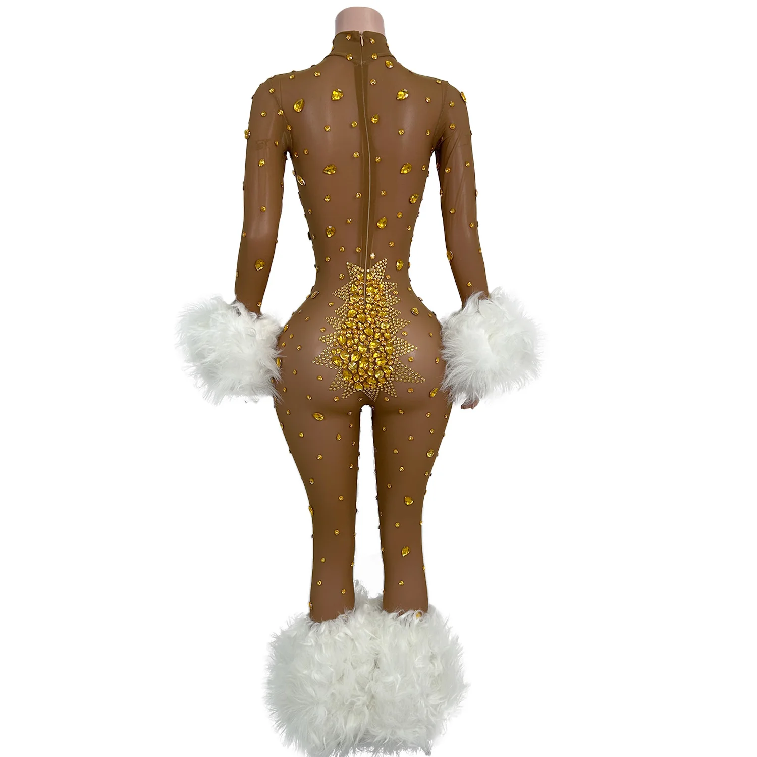 Luksusowe Przezroczyste Kombinezony Bodycon z Cyrkoniami i Cekinami na Imprezę Klubową, Elastyczne Jednoczęściowe Kombinezony Damskie, Rompery, Strój Taneczny