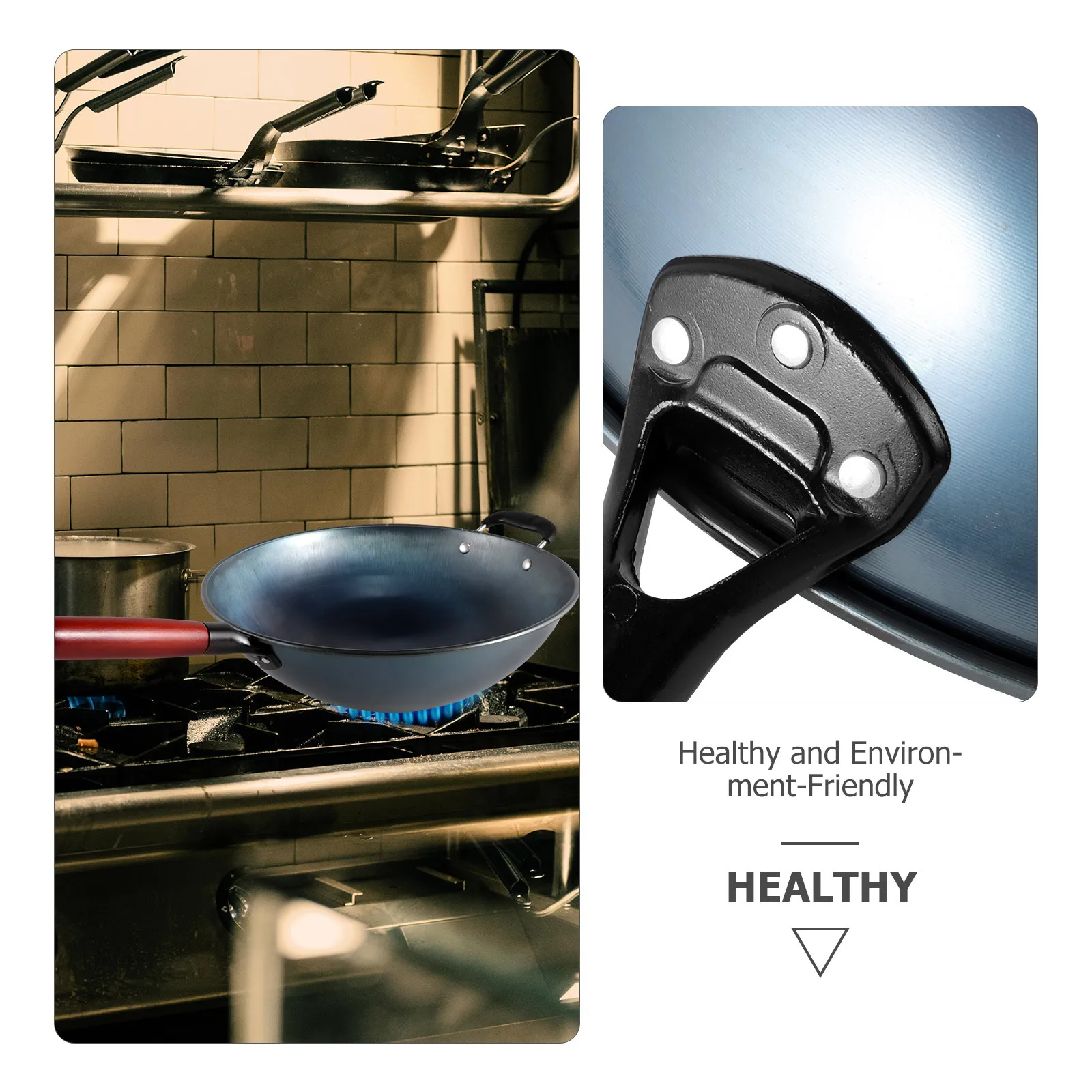 

Wooden Handle Iron Wok Nonstick Frying Pan for Gas Stove Chinese Cooking Pot Kitchen Supply Easy to Clean Iron Pan