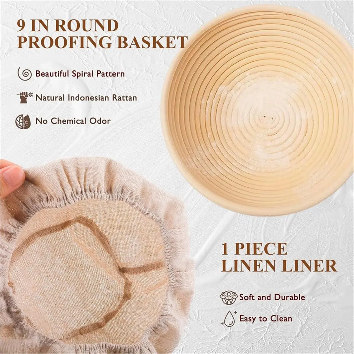 Kit Completo para Pan de Levadura AT16 con Cesta de Fermentación Banneton y Frasco de Vidrio para Hacer Pan