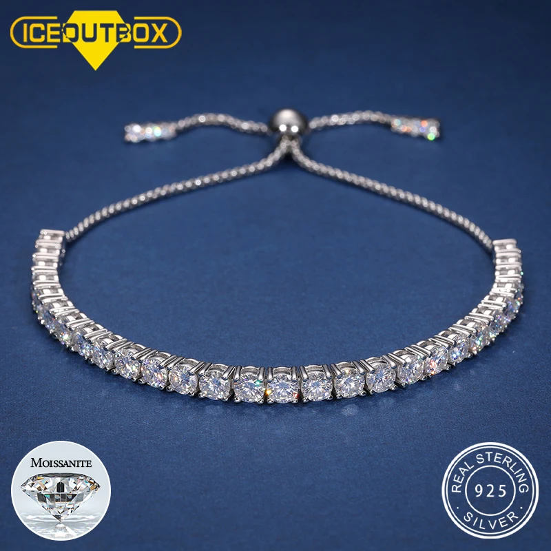 

High Quality Fashionable 2/3mm D VVS Moissanite Tennis Bracelet For Women 925 Sterling Silver Adjustable Fine Jewelry Party Gift