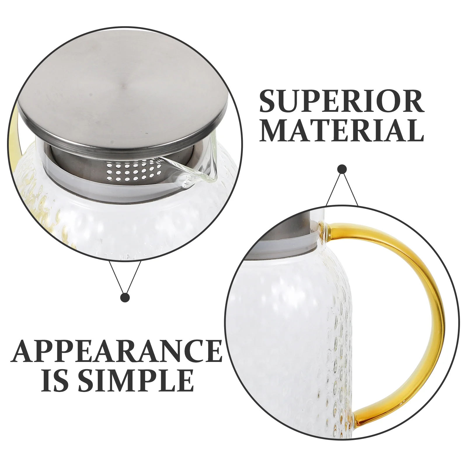 

1500Ml Clear Cold Water Kettle Glass Pitcher with Superior Material Wear Resistant Design for Tea and Drinks Home Decoration