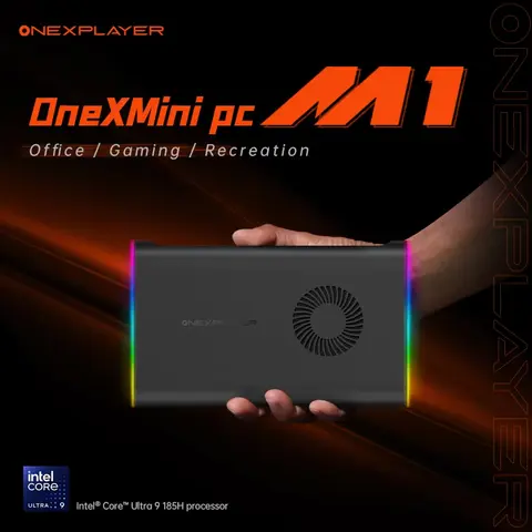 OneX M1 Mini PC Intel Ultra 9 185H Pocket Gaming Desktop Windows 11 RGB WiFi BT Office Home HTPC Portable Small Computer Host