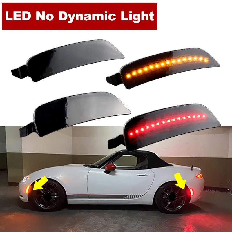 2/4Pcs LED Fender Side Marker Signal Light Yellow Red For Mazda Mx-5 Miata 2016-up Car Accessories Bumper Lamp OEM# NA1J-51-5F0B