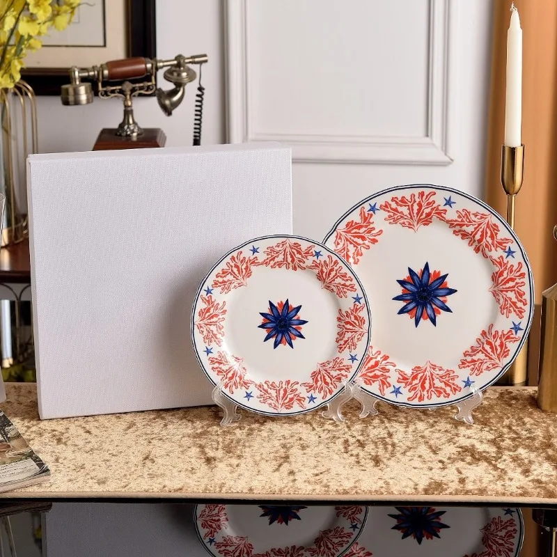 

High Grade European Style Afternoon Tea Set Red Tea Cup Mug Saucer Plate Exquisite Gift Box Package