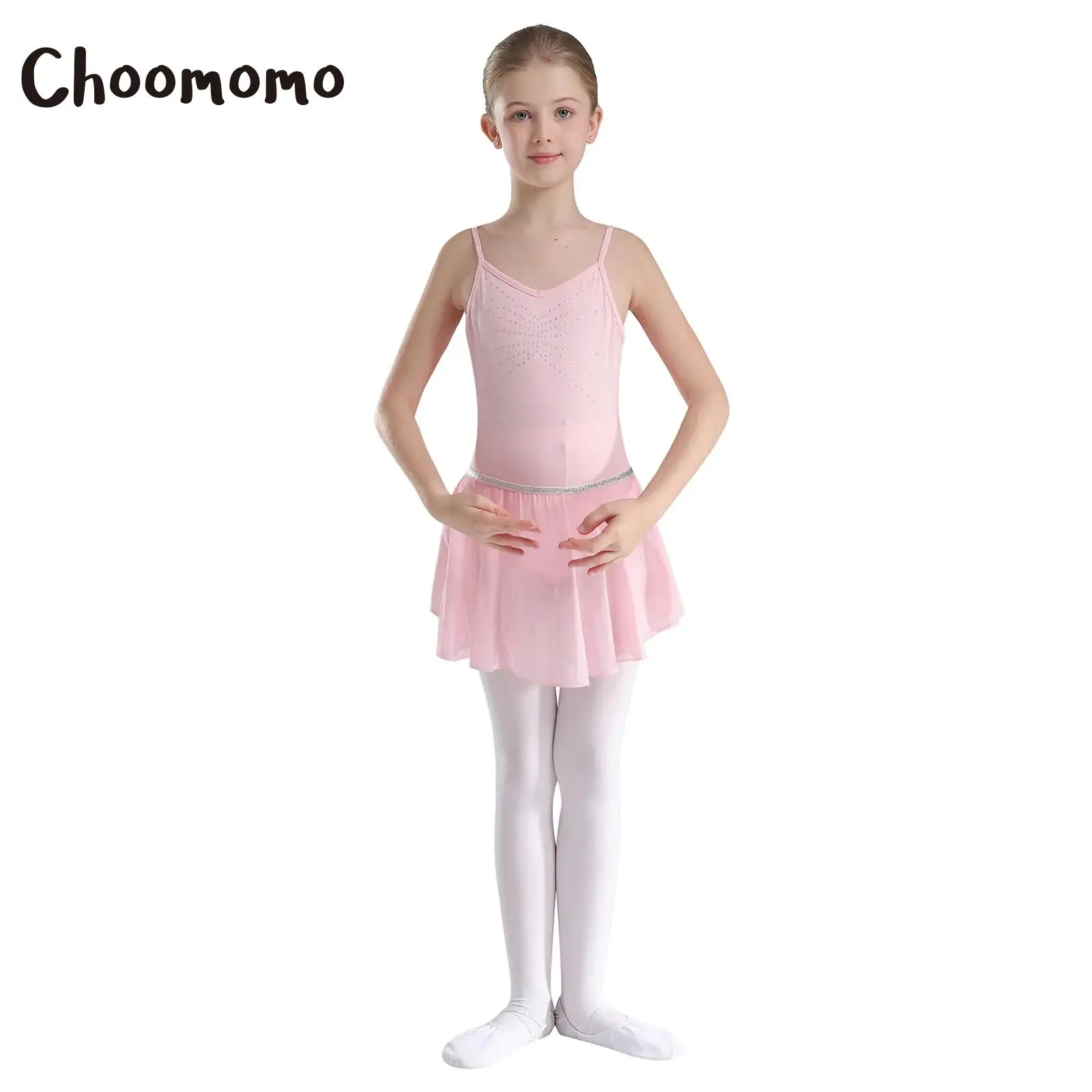 

Kids Girls Sparkly Ballet Dance Dress Gymnastic Skirted Leotard Ballroom Dancing Performence Costume Ballerina Dancewear