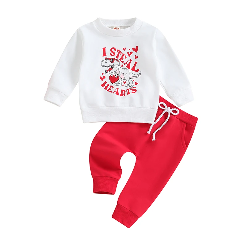 

Valentine’s Day Outfit Clothes Set Infant Baby Boy Long Sleeve Sweatshirt and Pants Set