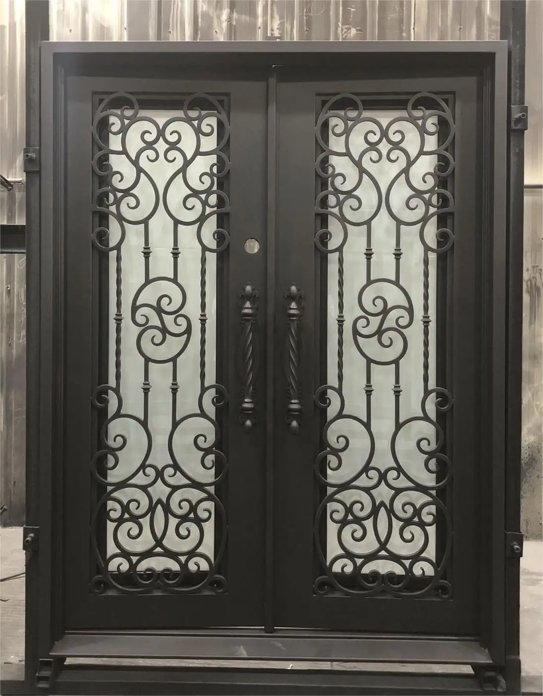 Iron Door Square Top Galvanized Iron Door Iron Double Front Doors Wrought For Entry Hot Selling