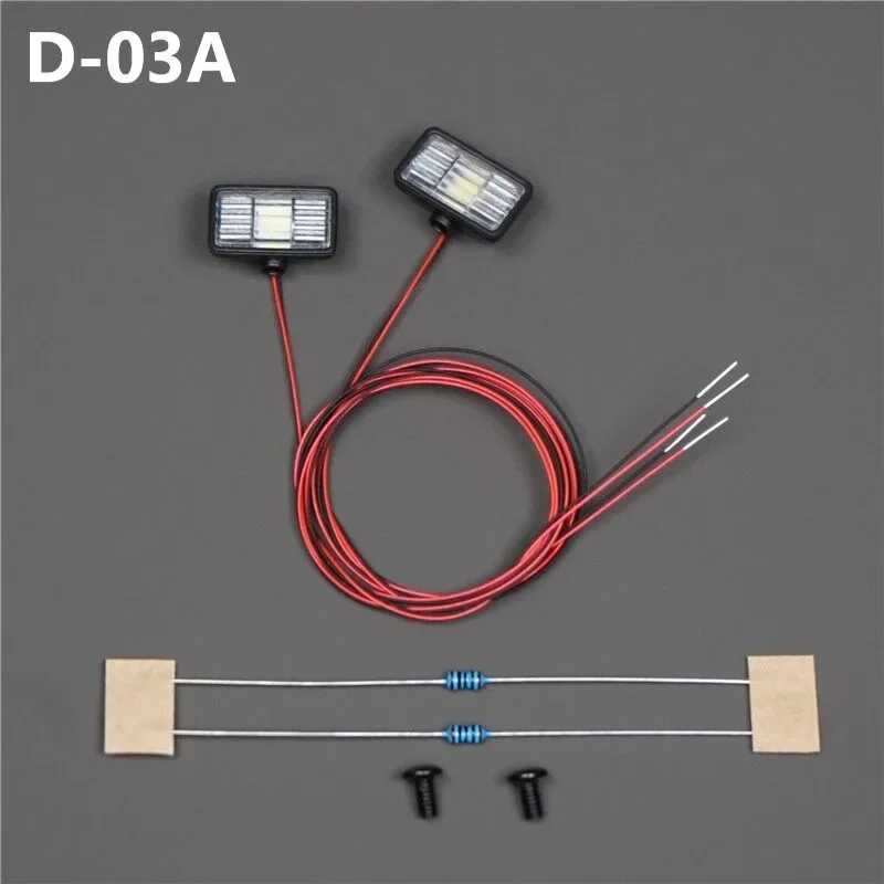 1:14th Scale LED Rectangular Spotlight for Tamiya RC Truck  D-03 Car Accessories