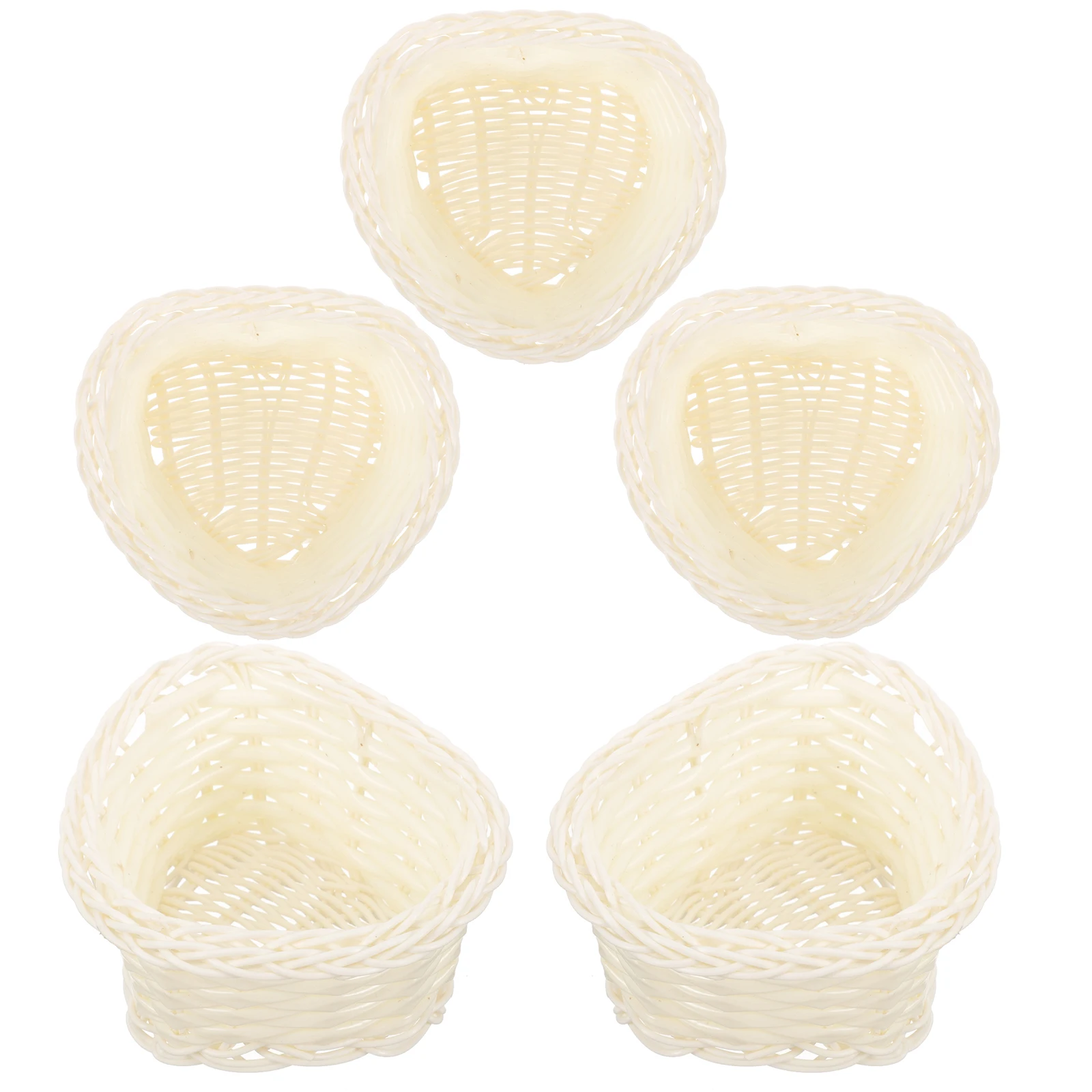 

5 Pcs Mini Storage Baskets Woven Shaped White Rustic Miniature Decorative Baskets for House Photo Prop
