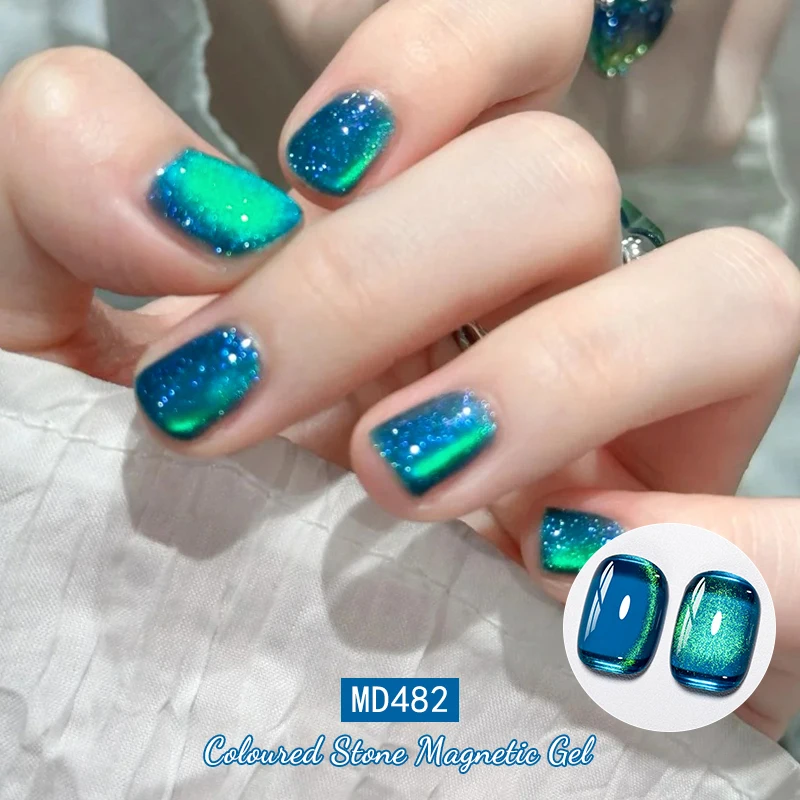 Coloured Stone Cat Magnetic Gel Nail Polish Ultral Shine Glitter Magnetic Semi Permanent Soak Off UV Gel Varnish Nail Supplies