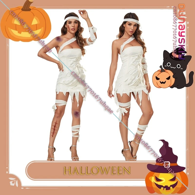 

BNew Adult Halloween Mummy Bandage Costume{SAIKOU}Anime Cosplay Gothic Lolita Outfit Clothing Fantasia Horror Shroud Halloween﻿