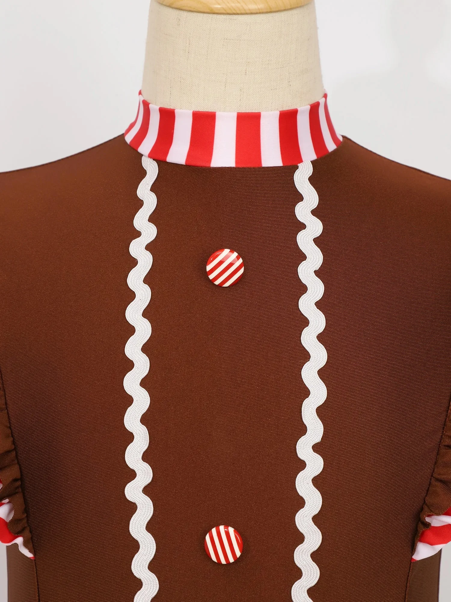 Vestido de leotardo con tutú de baile a rayas y manga voladora de Navidad para niñas con aro para el pelo de piruleta, disfraz de Cosplay de hombre de jengibre de Navidad