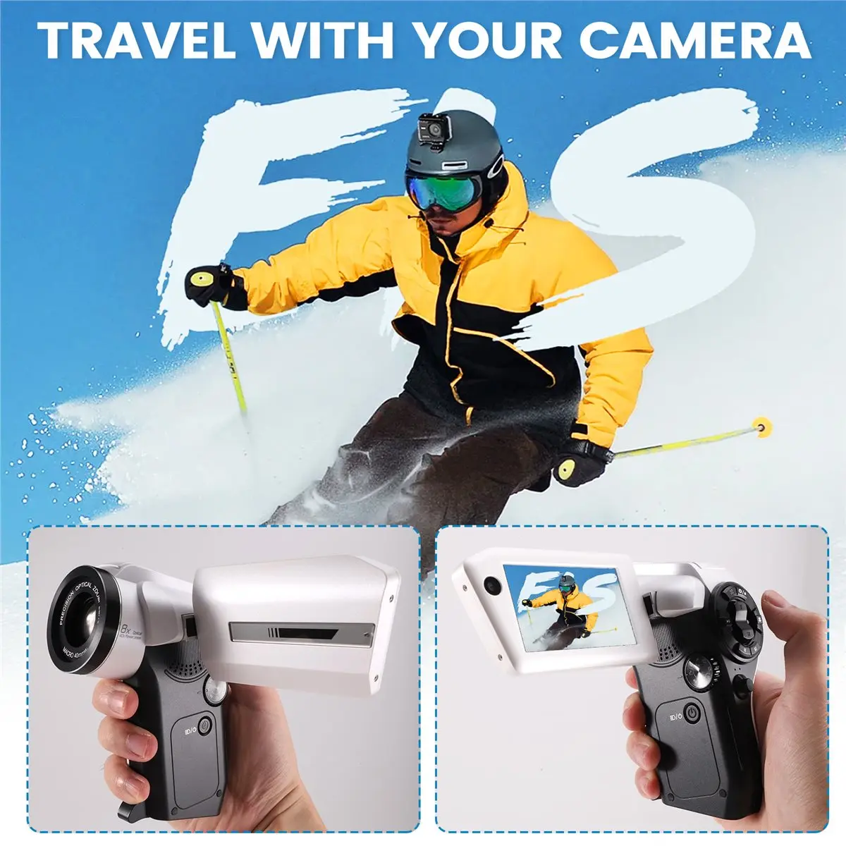 8K Digital DV Camera 75MP Video Camcorder with Dual Lens 16X Digital Zoom Rotatable Screen Remote Control