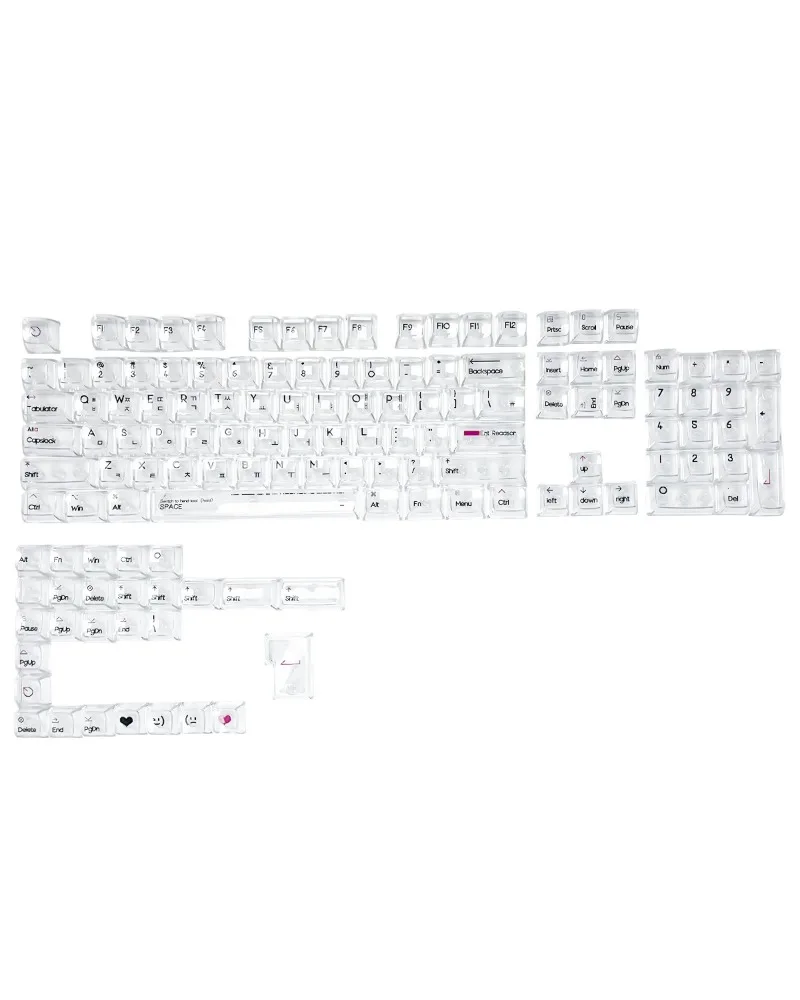 

Korean Korean root transparent keycap CBSA height small full set of boxed fully transparent mechanical keyboard keycaps