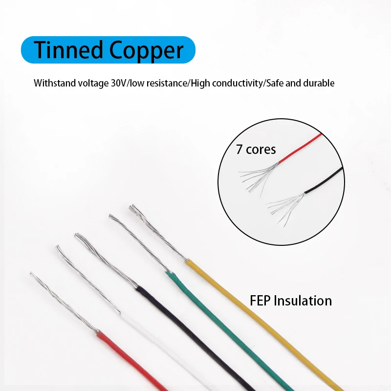 10M UL10064 FEP Wire 26/28/30/32/34/36/40AWG PTFE Plastic Ultra Fine Micro Wires Solder Tinned Copper Cable