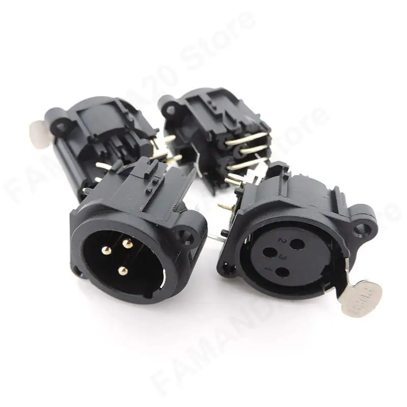 1/4x 3Pin XLR Male Female Audio Panel Mount Chassis Connector 3 Poles XLR Plug Socket Microphone Adapter Speaker Soldering m20